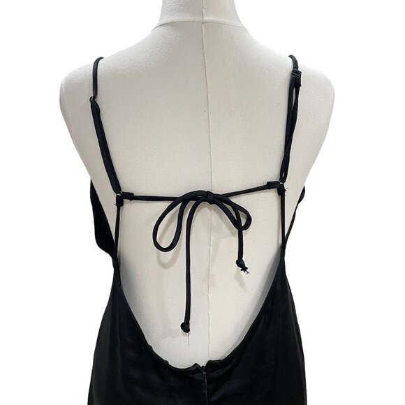 Black Satin Midi Slip Dress Wild Fable XXL Minimalist Occasion Holiday Glam - Picture 9 of 10